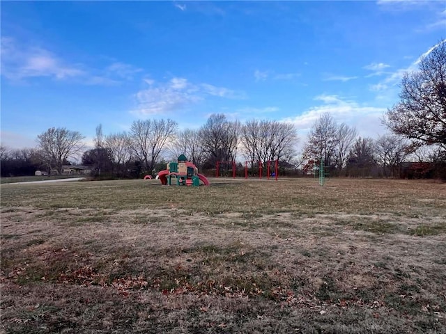 view of yard with a playground