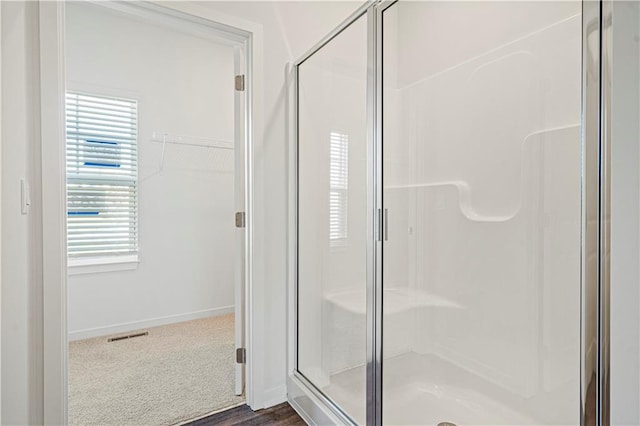 bathroom featuring walk in shower