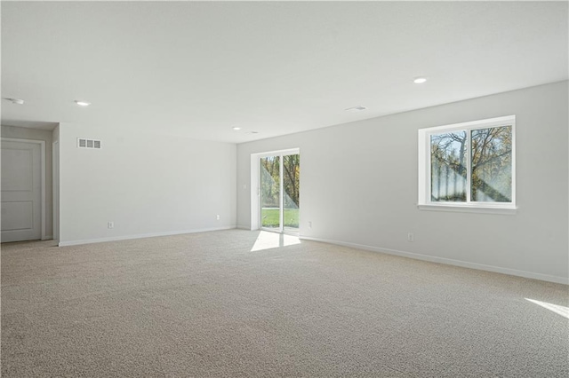 empty room with light carpet and a wealth of natural light