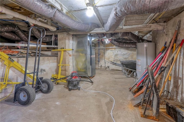 basement with water heater