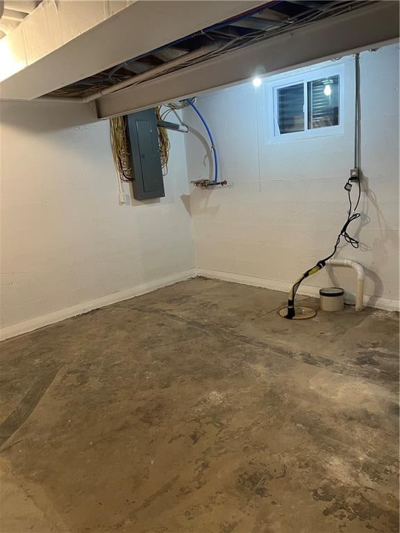 basement with electric panel