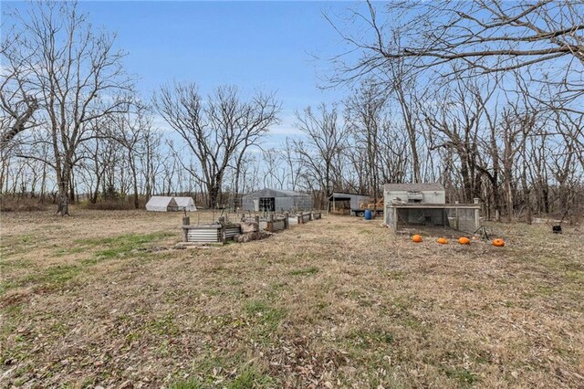 view of yard featuring an outbuilding