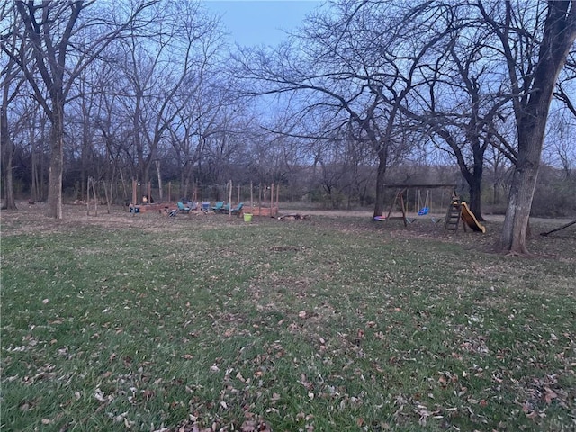 view of yard with a playground