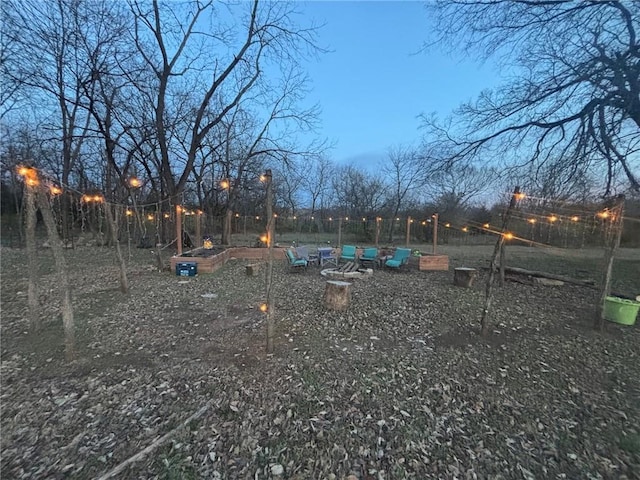 view of yard at dusk