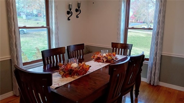 dining room with light wood-type flooring