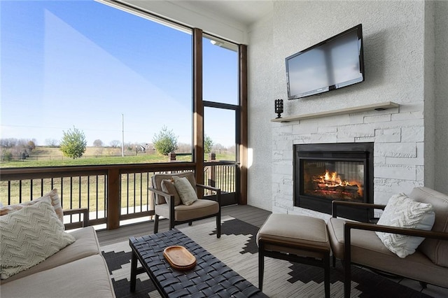 interior space with a fireplace