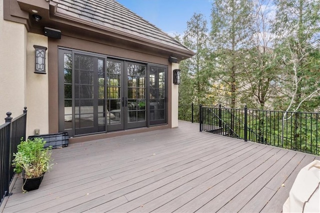 wooden terrace with french doors