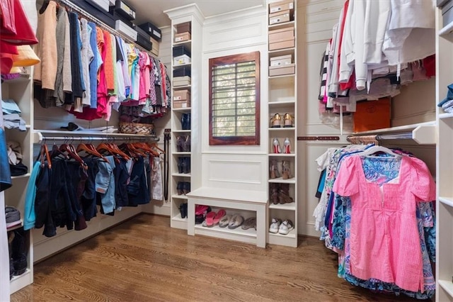 spacious closet with hardwood / wood-style floors