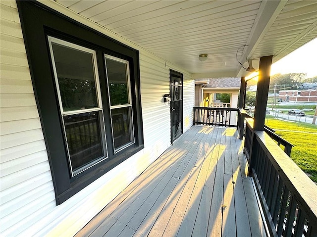 wooden deck with covered porch