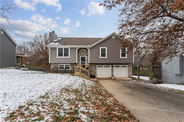 bi-level home with a garage