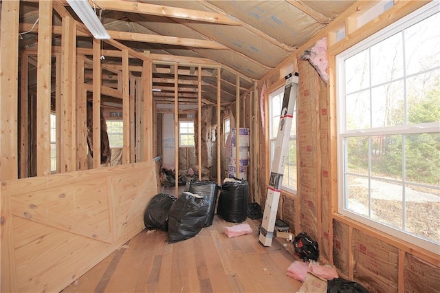 misc room with vaulted ceiling