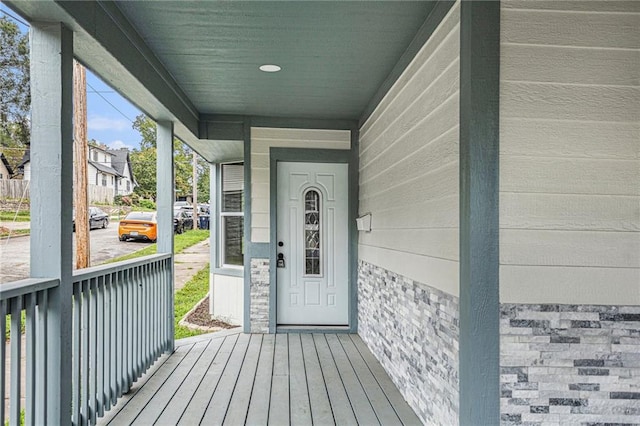 entrance to property with a porch