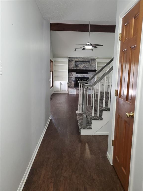 hallway with dark wood-type flooring