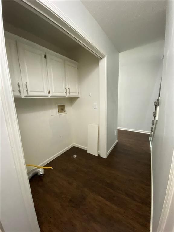 laundry room with dark hardwood / wood-style floors and hookup for a washing machine