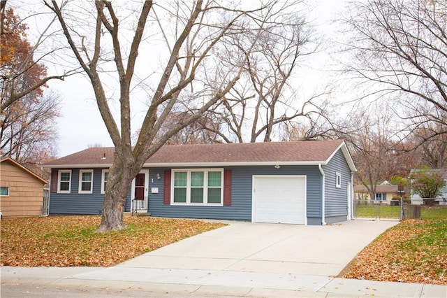 single story home with a garage