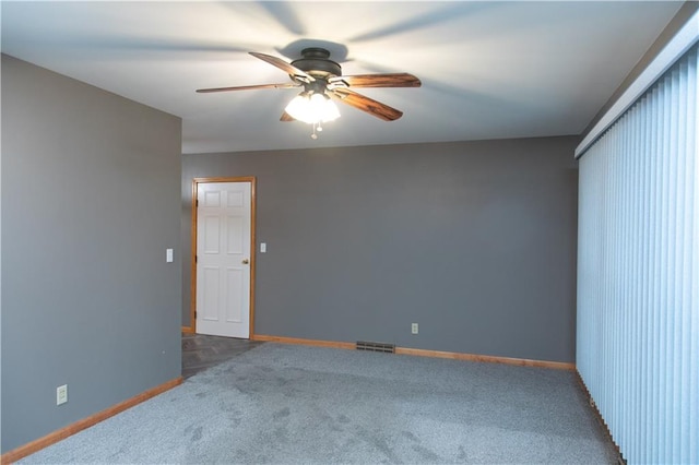 unfurnished bedroom with carpet flooring and ceiling fan