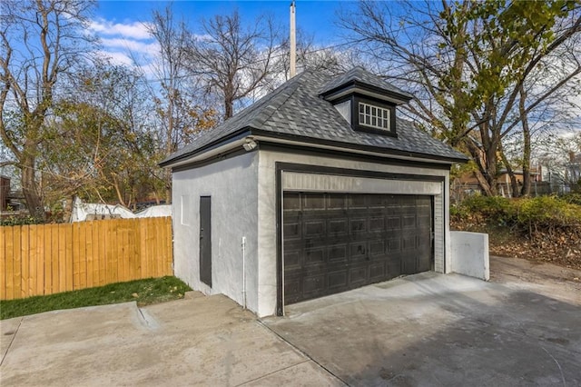 view of garage