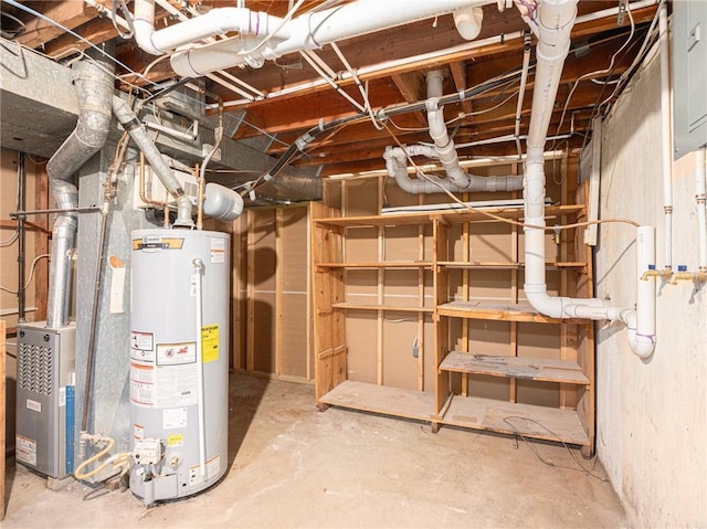 basement with gas water heater