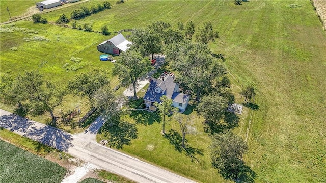 birds eye view of property with a rural view