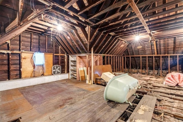 view of unfinished attic