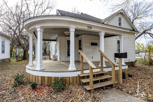 deck with covered porch