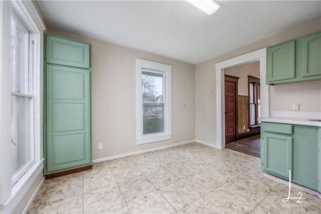 view of unfurnished dining area