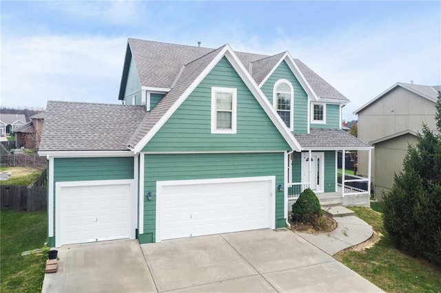 view of front of property featuring a garage