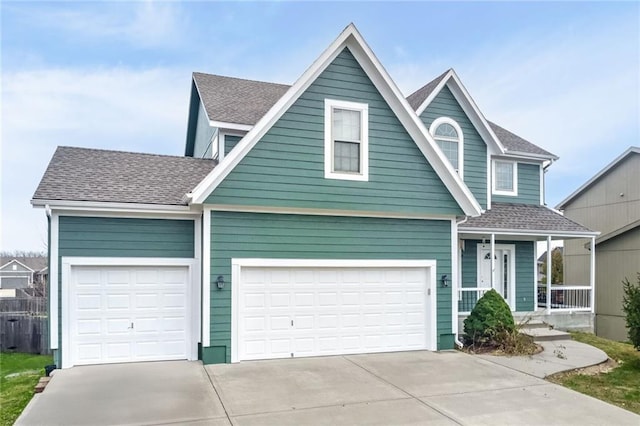 view of front of property with a garage