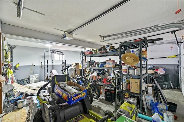 garage with a garage door opener