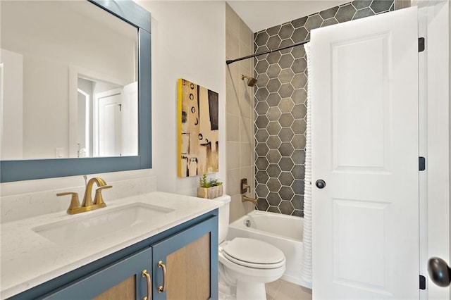 full bathroom featuring vanity, toilet, and shower / bathtub combination