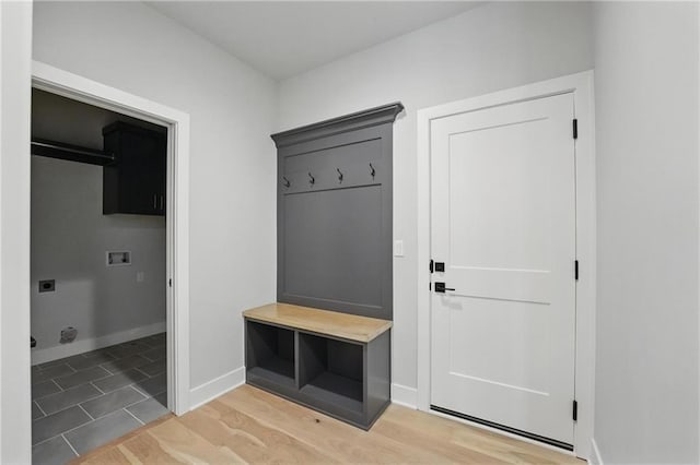 1406 NW 106th Ter, Kansas City, MO 64155 - mudroom featuring light wood-style flooring and baseboards