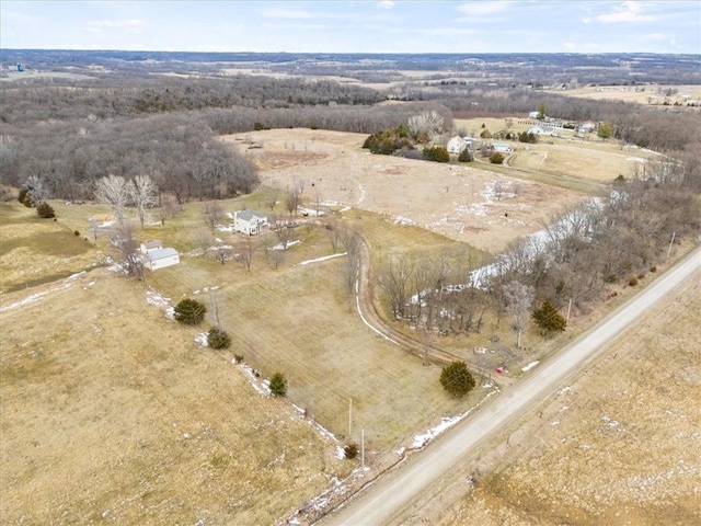 aerial view with a rural view