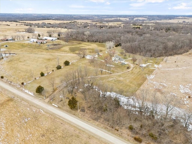 drone / aerial view with a rural view