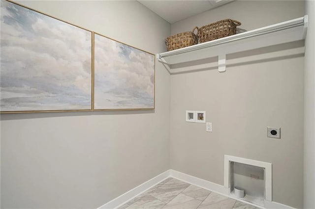 laundry area featuring electric dryer hookup and washer hookup