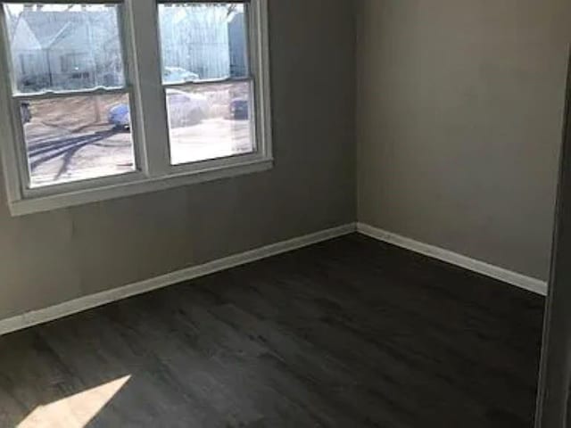 unfurnished room featuring dark wood-type flooring