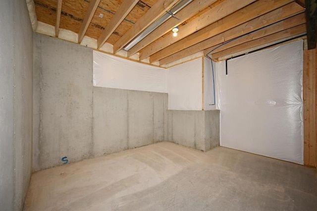 view of unfinished basement