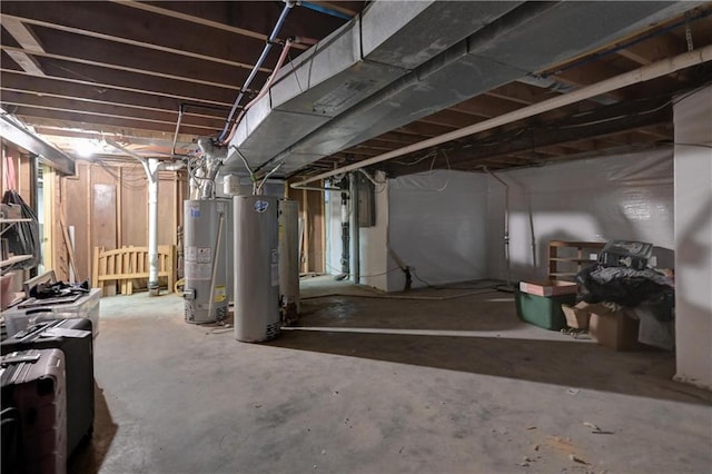 basement with water heater