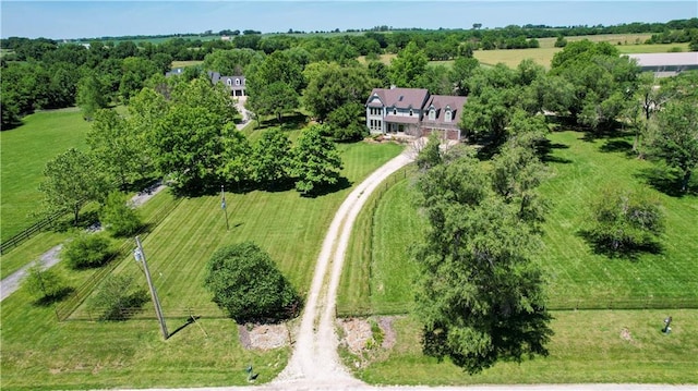 bird's eye view with a rural view