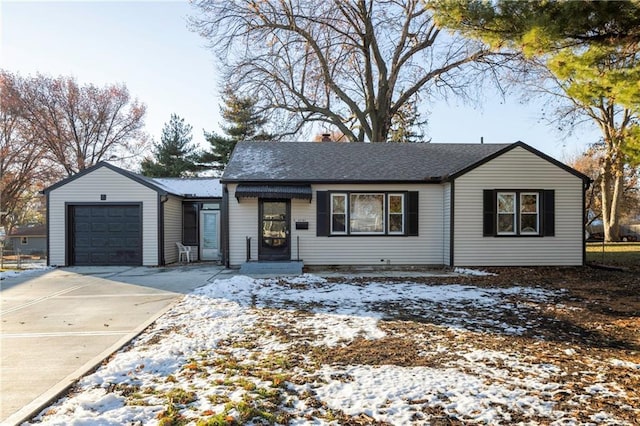 single story home with a garage