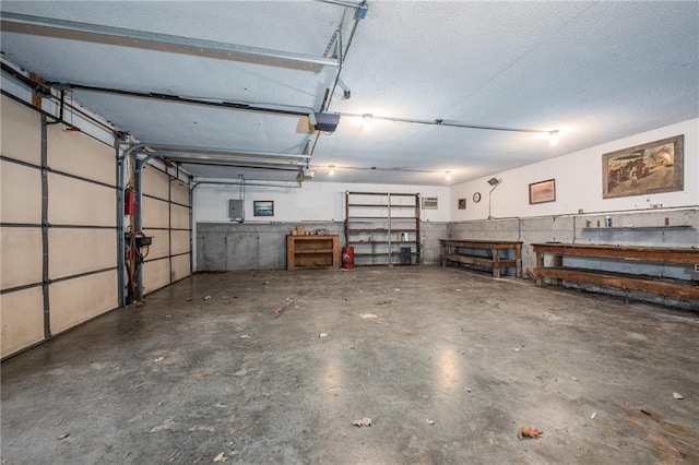 garage featuring a garage door opener and electric panel