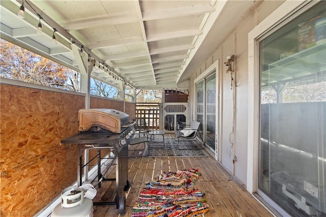 wooden deck with grilling area