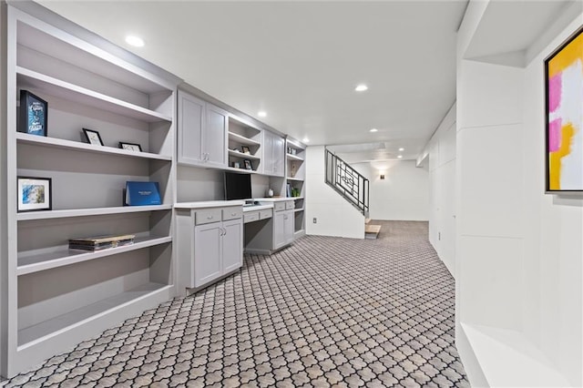 kitchen featuring built in desk