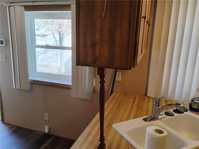 bathroom with sink and wood-type flooring