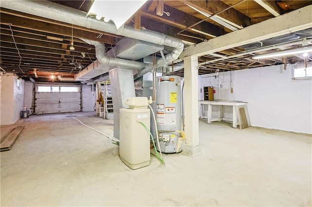 basement featuring water heater