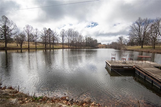 view of dock featuring a water view