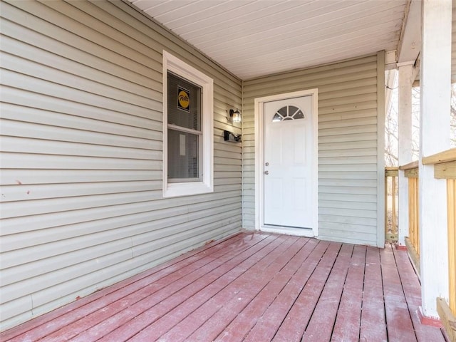 wooden terrace featuring a porch