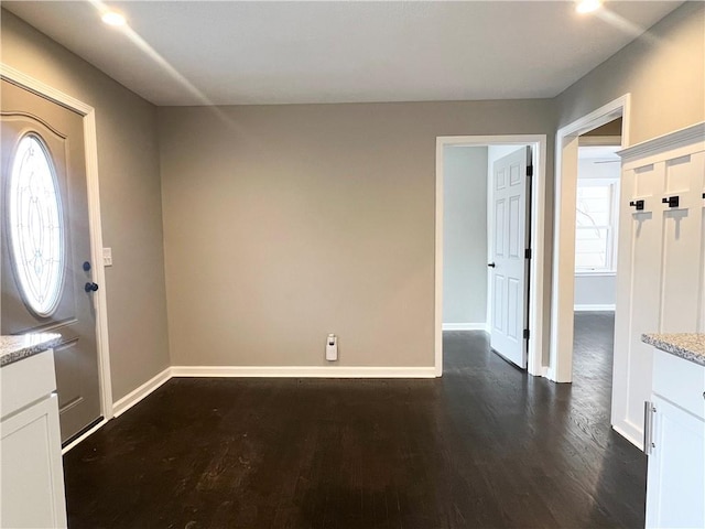 foyer with dark hardwood / wood-style flooring