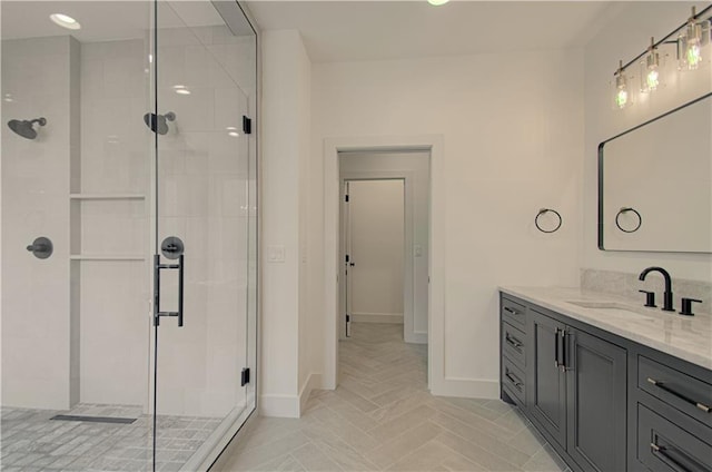 2150 NW Scenic View Dr, Riverside, MO 64150 - bathroom with vanity, a shower stall, and recessed lighting
