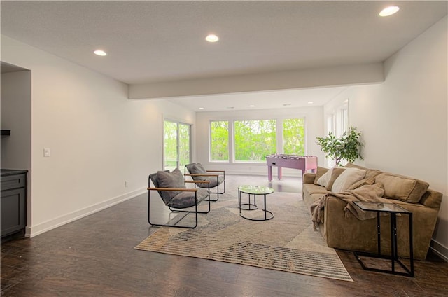 2150 NW Scenic View Dr, Riverside, MO 64150 - living room featuring recessed lighting and dark wood finished floors