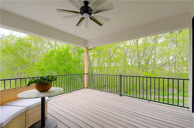 2150 NW Scenic View Dr, Riverside, MO 64150 - wooden deck featuring a ceiling fan